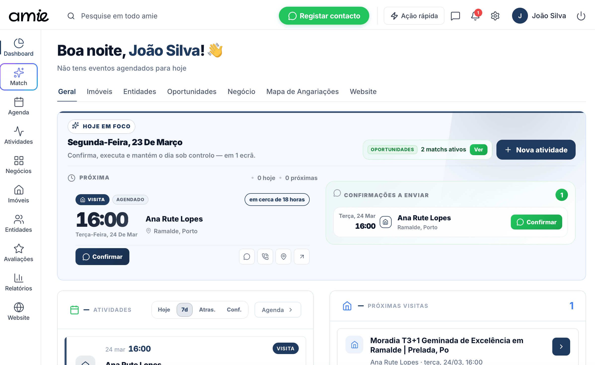 Screenshot: dashboard principal